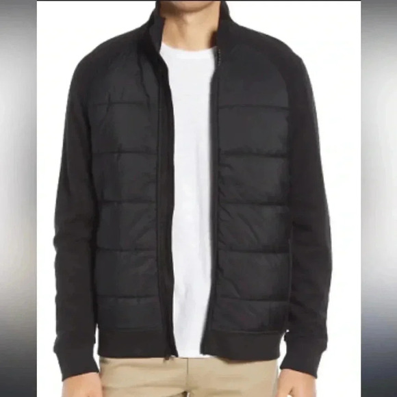 Vince quilted mixed media zip up jacket black - Picture 2 of 11